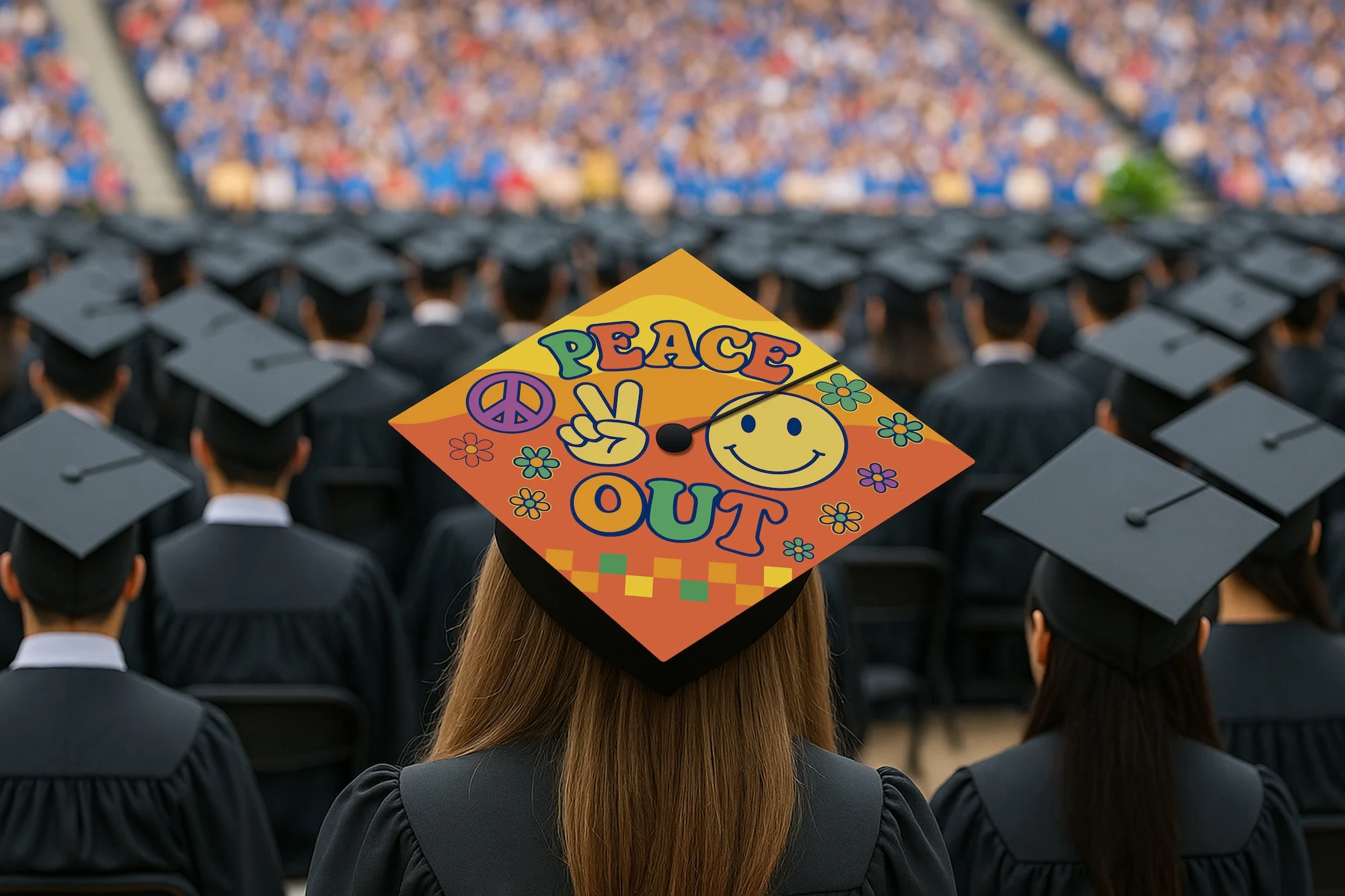 Peace Out Graduation Cap Topper - Image 7