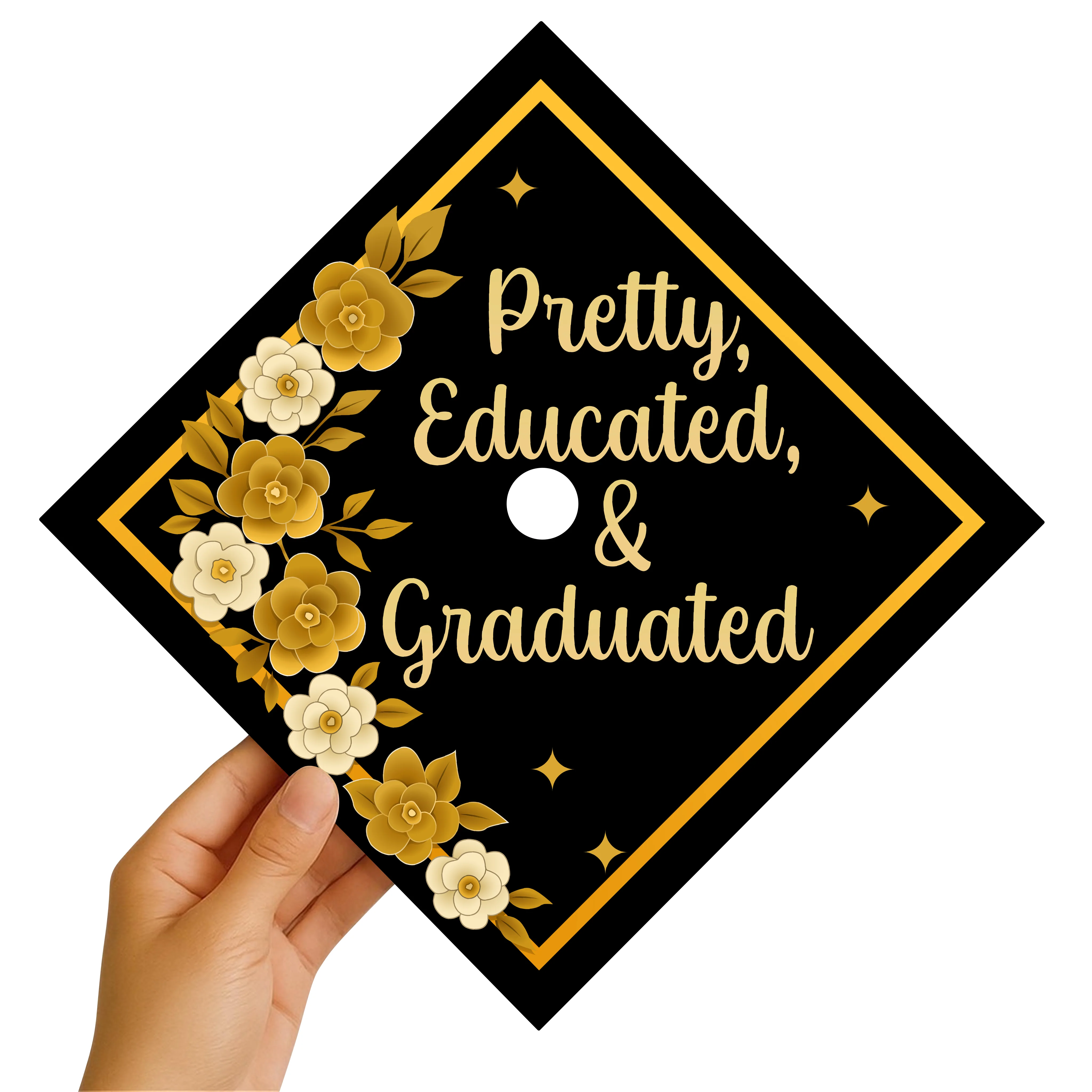 Pretty, Educated, Graduated Graduation Cap Topper - Image 2