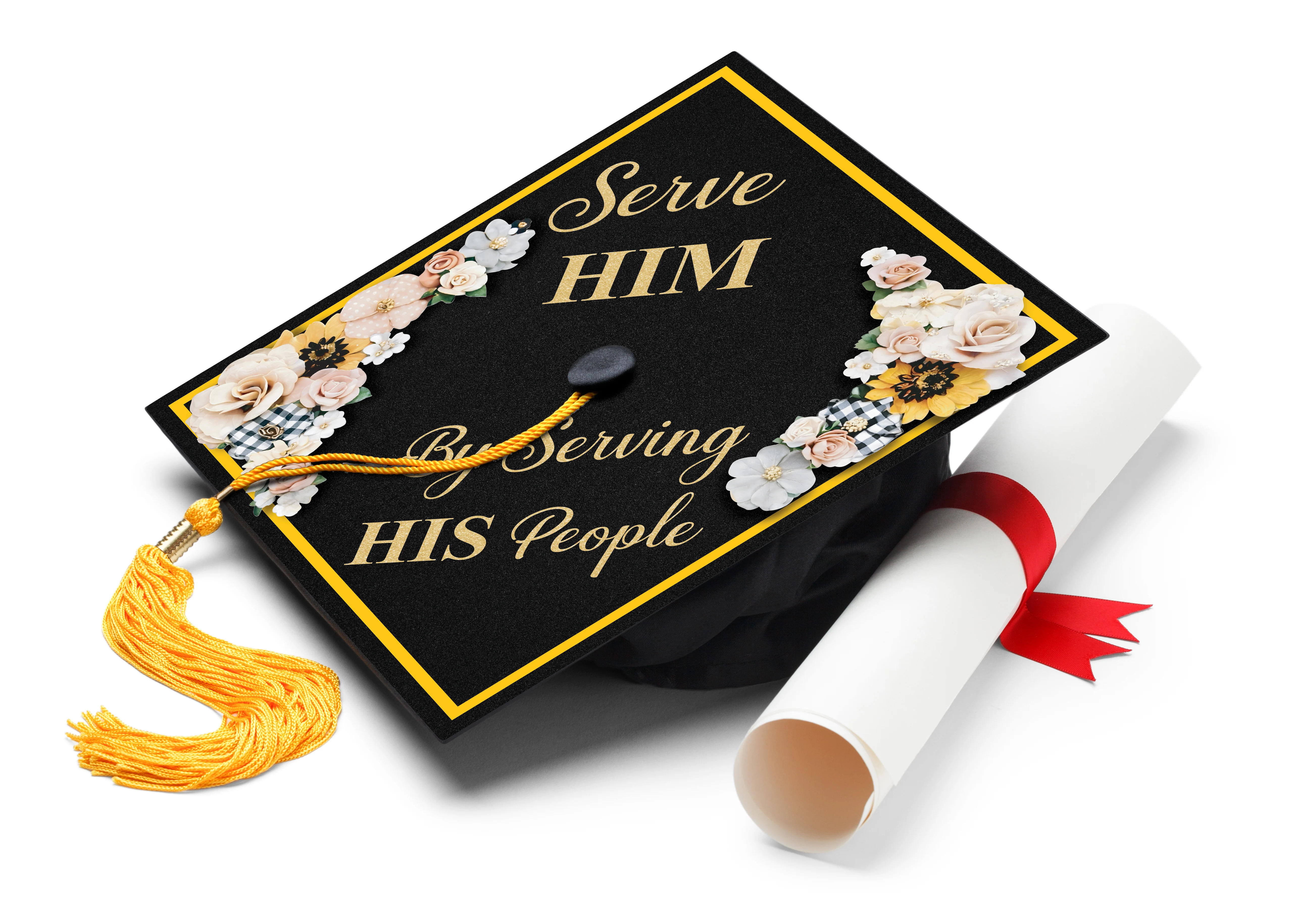 Serve Him by Serving His People Graduation Cap Topper - Image 2