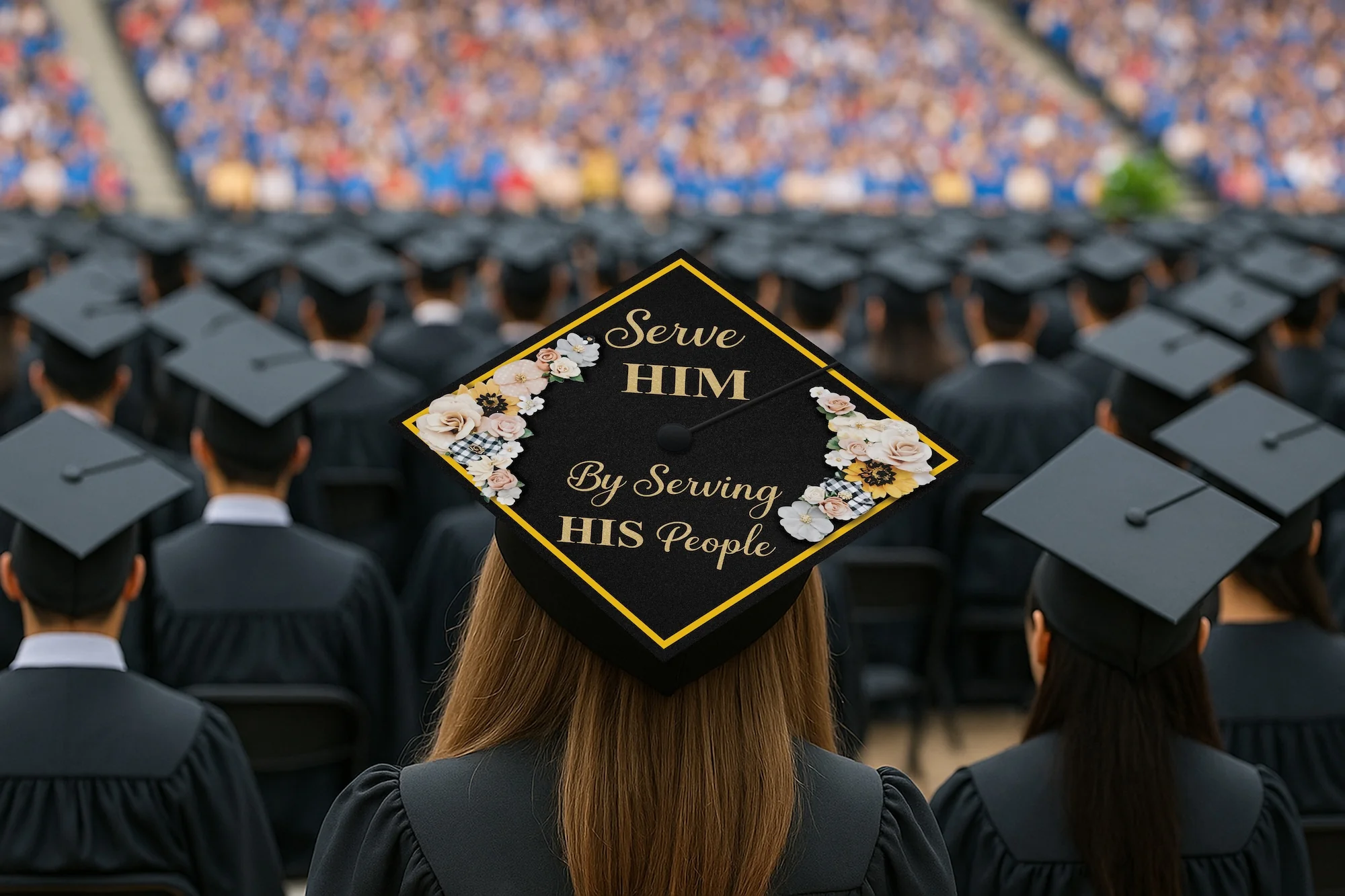 Serve Him by Serving His People Graduation Cap Topper - Image 5
