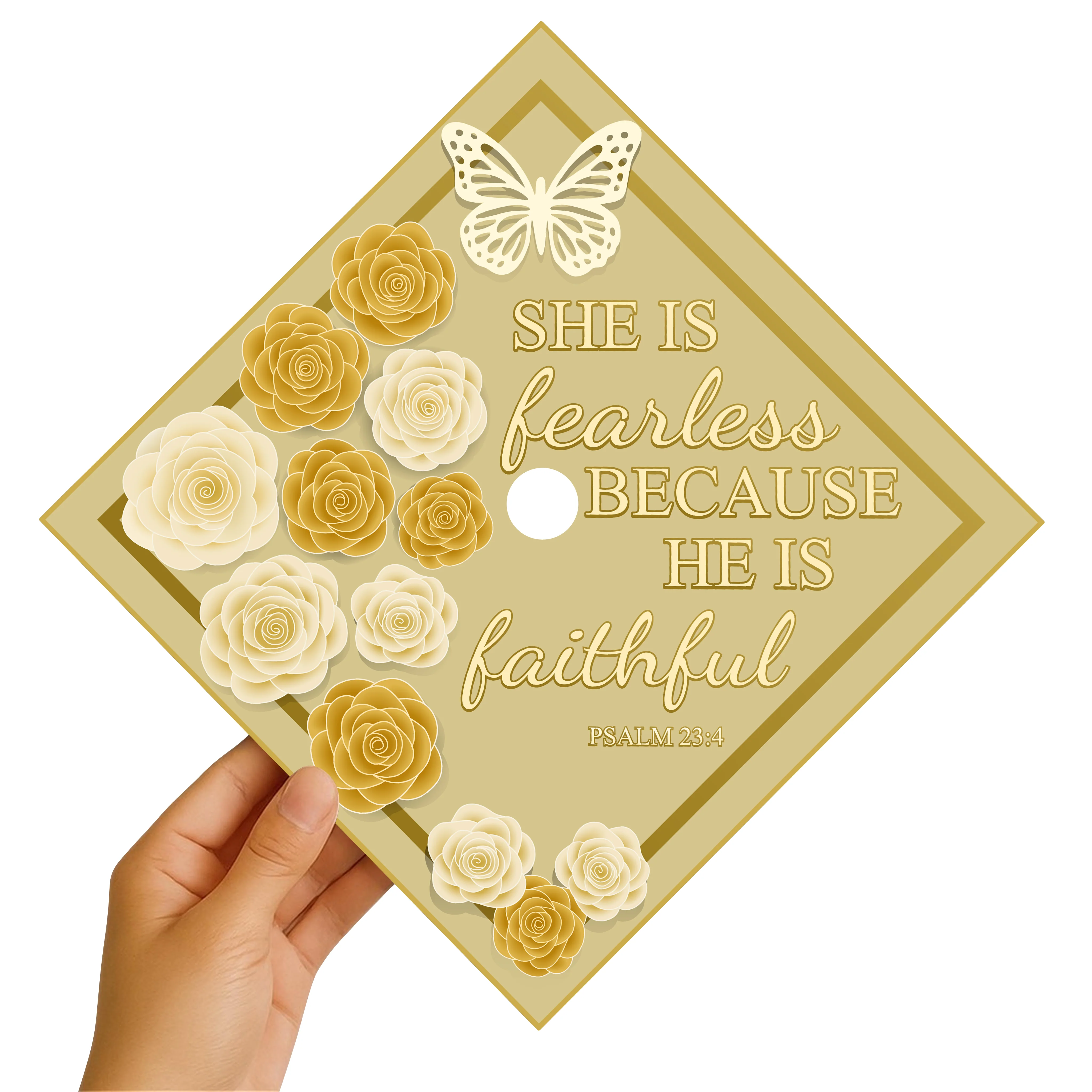 She Is Fearless Because He Is Faithful Graduation Cap Topper - Image 2