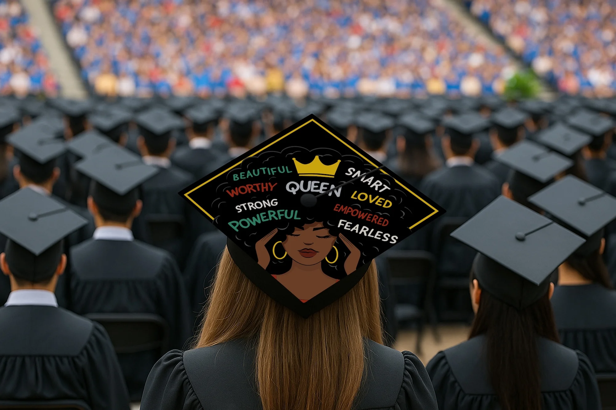 She Is Affirmations Graduation Cap Topper - Image 7