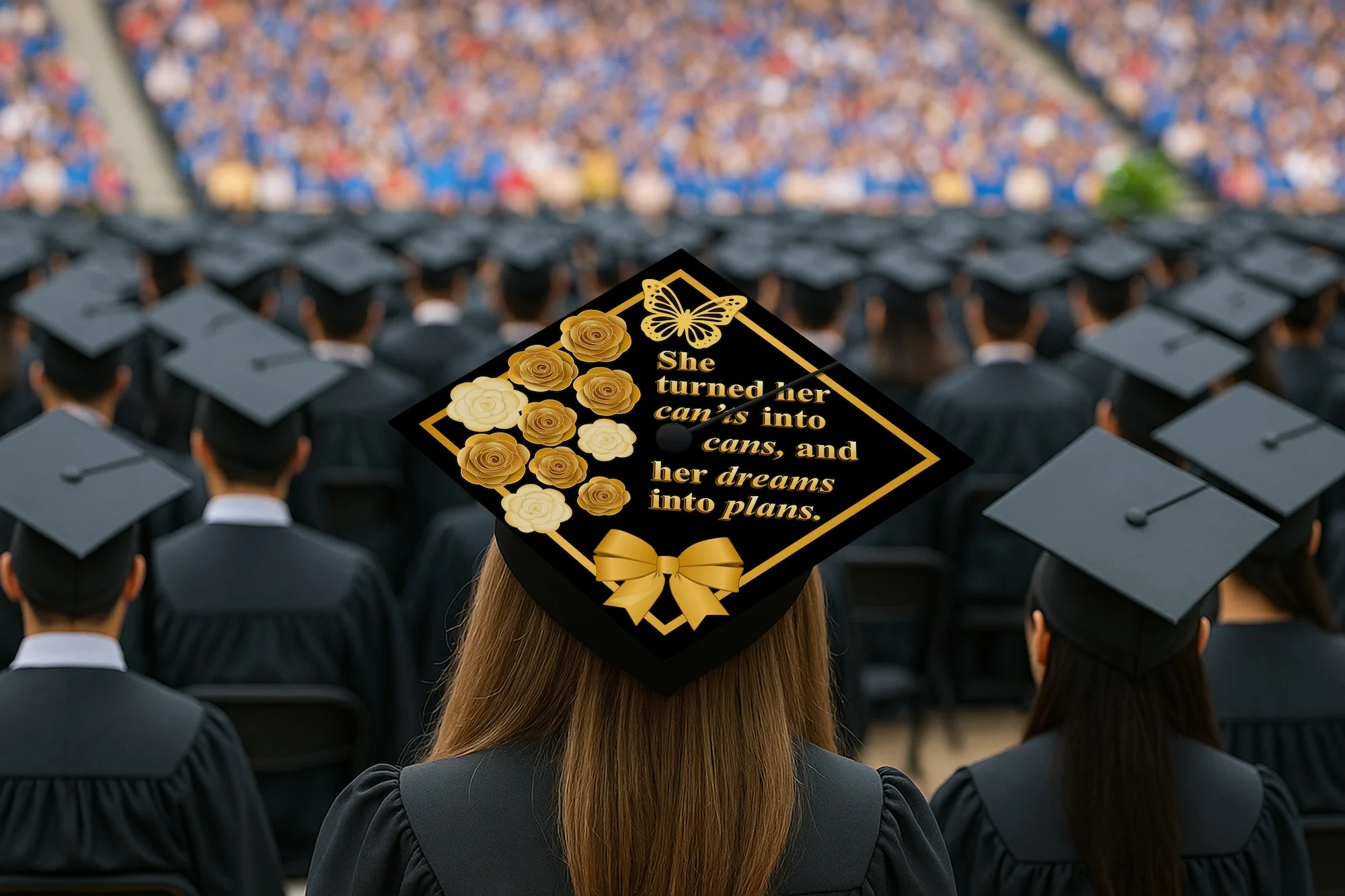 She Turned Her Can'ts Into Cans and Her Dreams Into Plans Graduation Cap Topper - Image 7