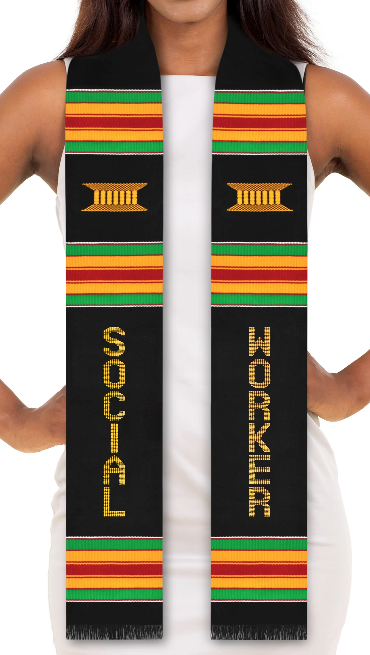 Social Worker Authentic Handwoven Kente Cloth Graduation Stole