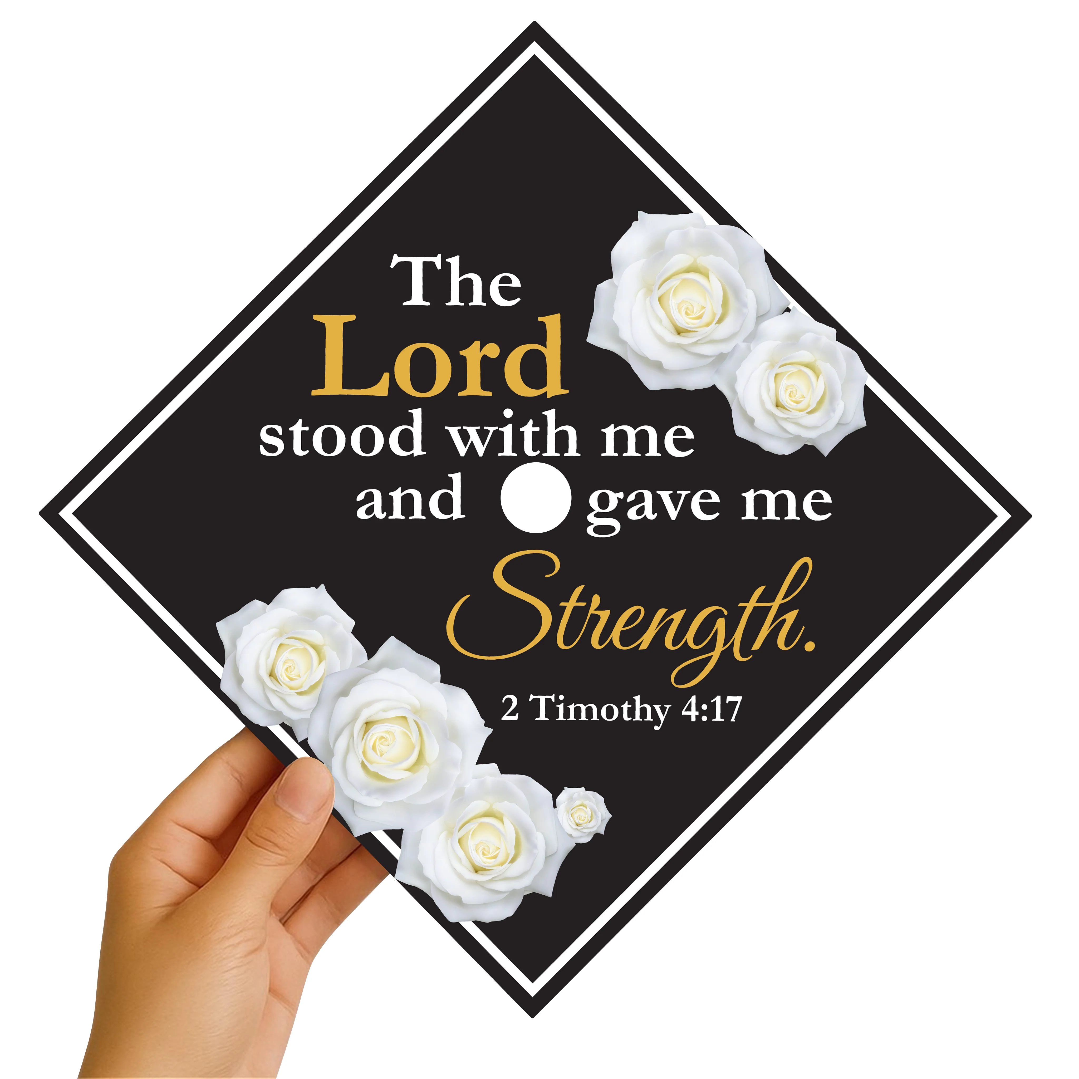 The Lord Stood With Me and Gave Me Strength Graduation Cap Topper - Image 2