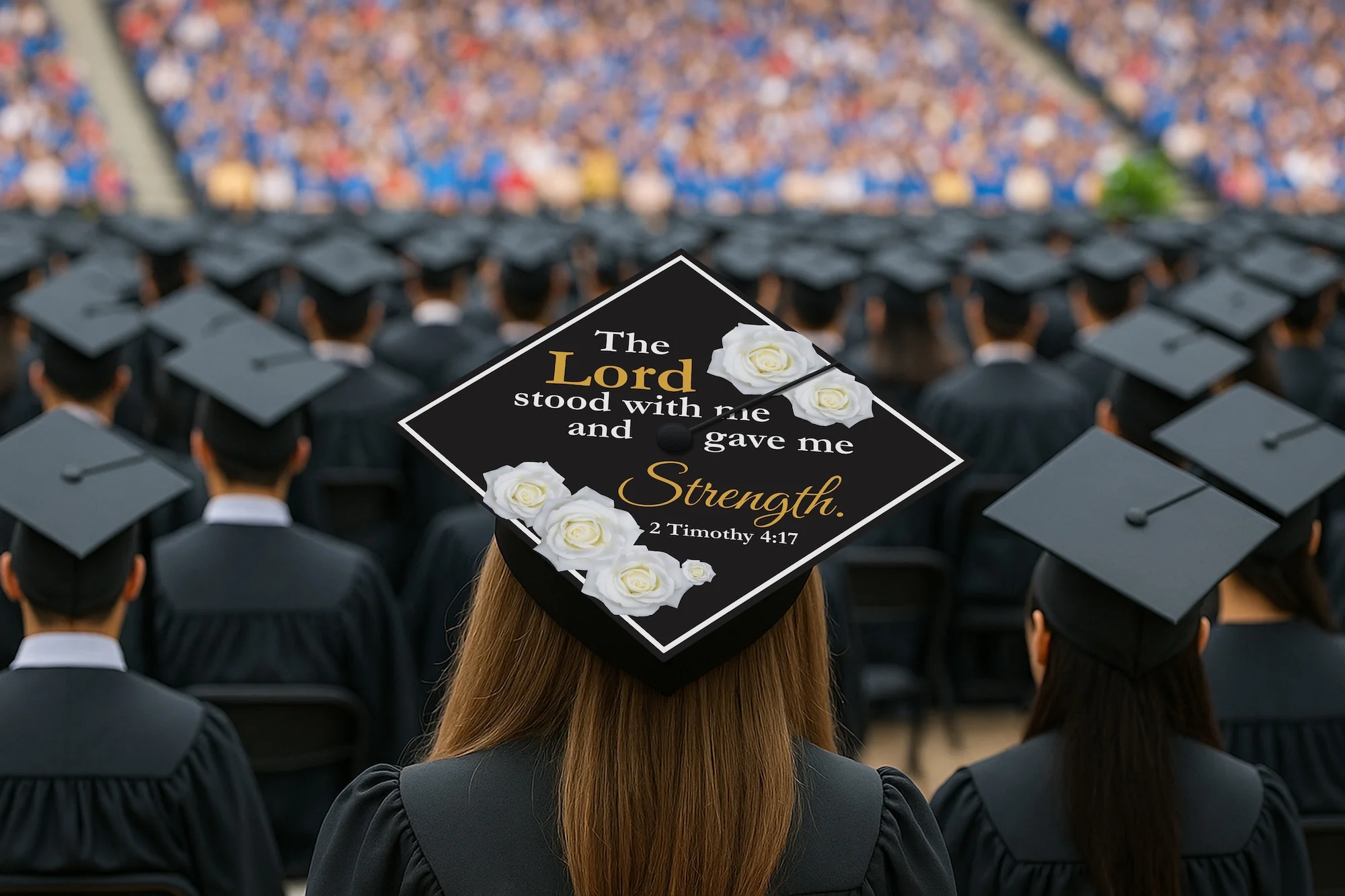 The Lord Stood With Me and Gave Me Strength Graduation Cap Topper - Image 7