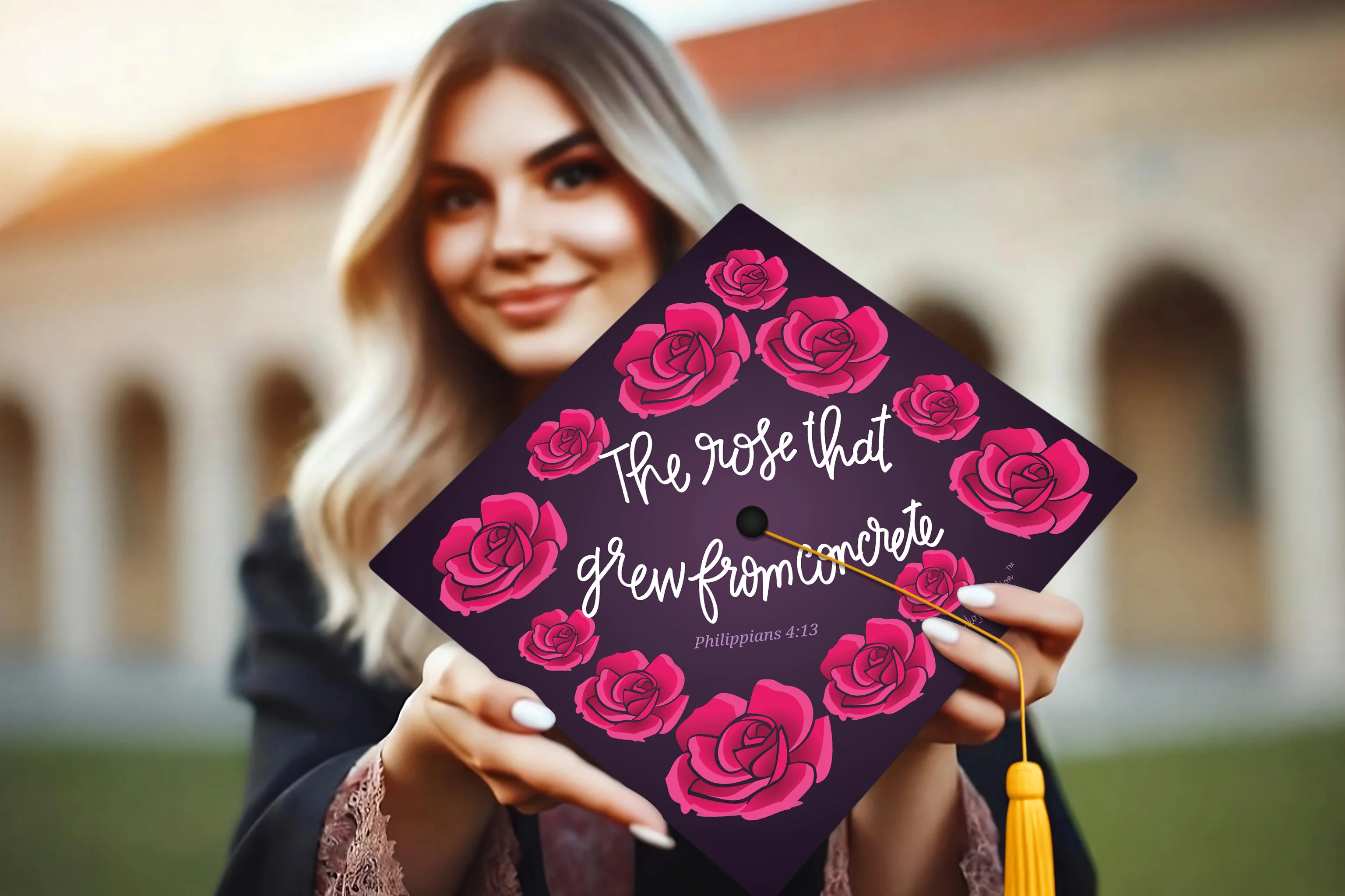 The Rose That Grew From Concrete Graduation Cap Topper - Image 2