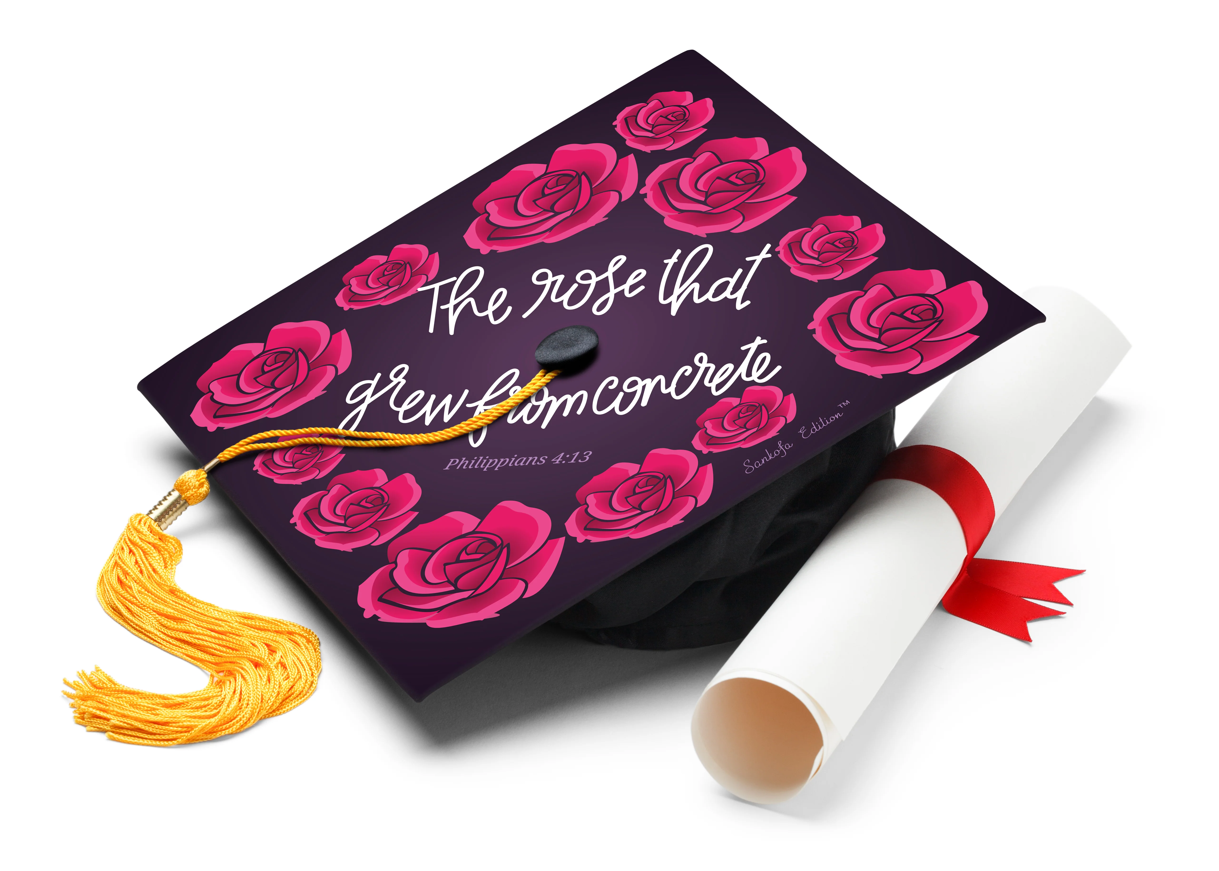 The Rose That Grew From Concrete Graduation Cap Topper - Image 4