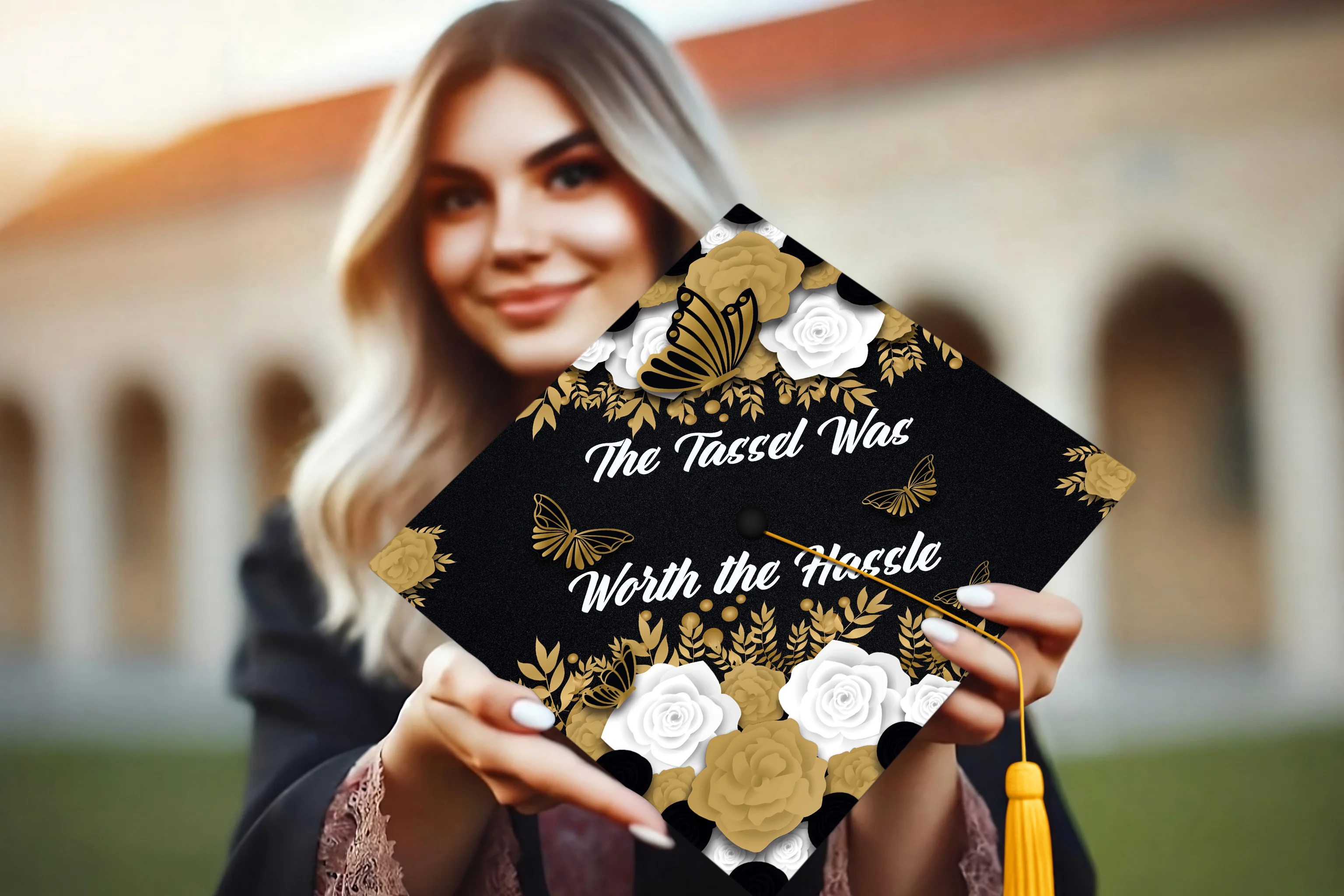The Tassel Was Worth the Hassle Graduation Cap Topper - Image 2