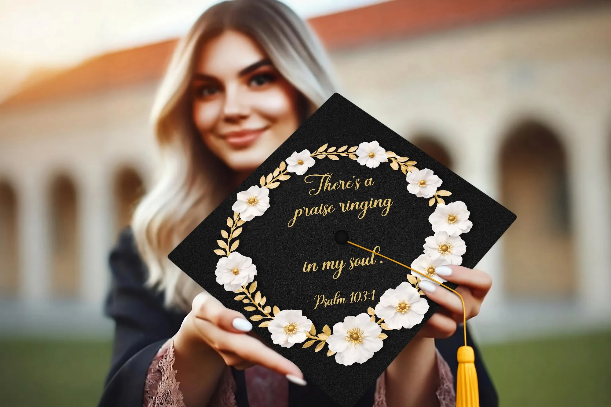 There’s a Praise Ringing in My Soul Graduation Cap Topper - Image 3