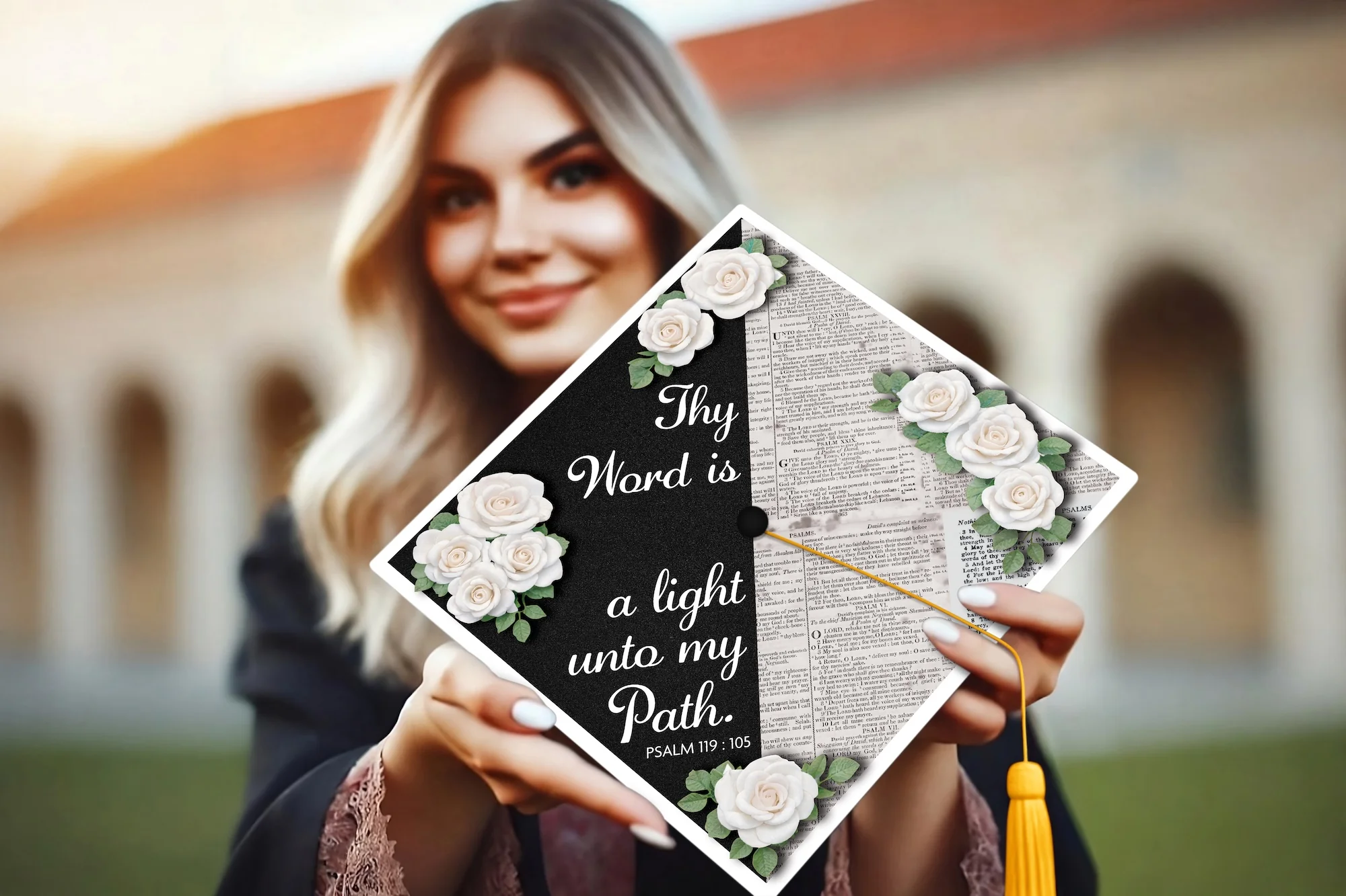 Thy Word Is a Light Unto My Path Graduation Cap Topper - Image 3