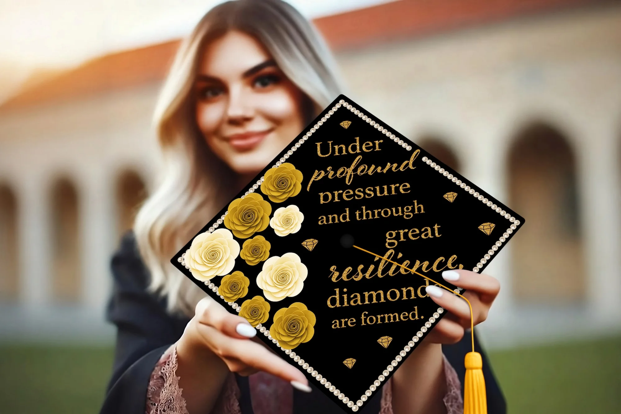 Under Profound Pressure Graduation Cap Topper - Image 6