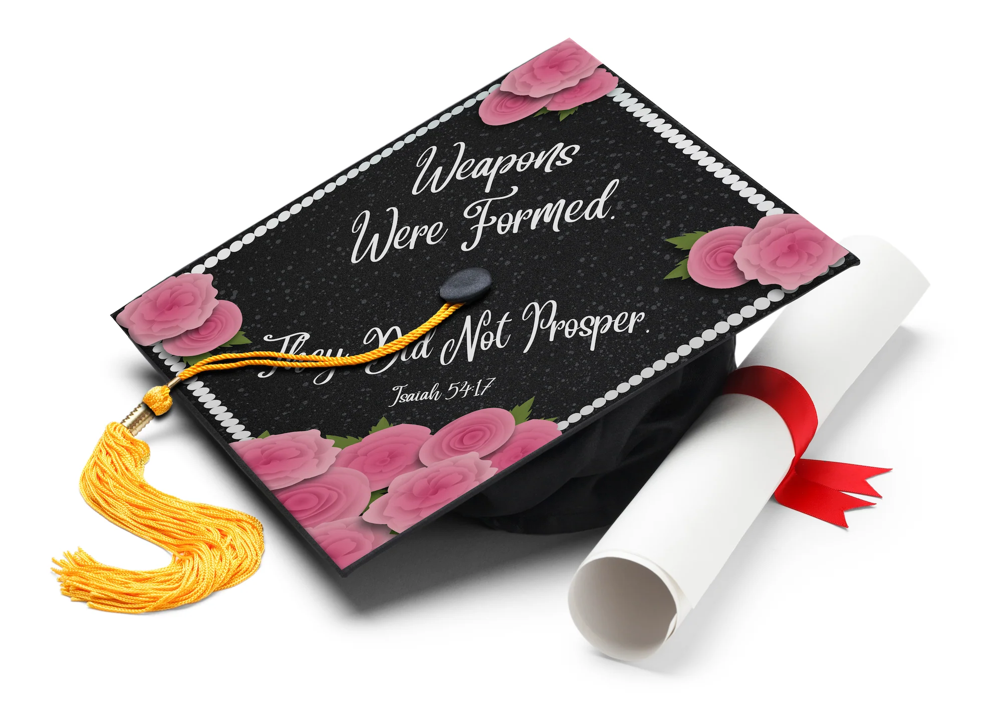 Weapons Were Formed, They Did Not Prosper - Isaiah 54:17 Graduation Cap Topper - Image 4