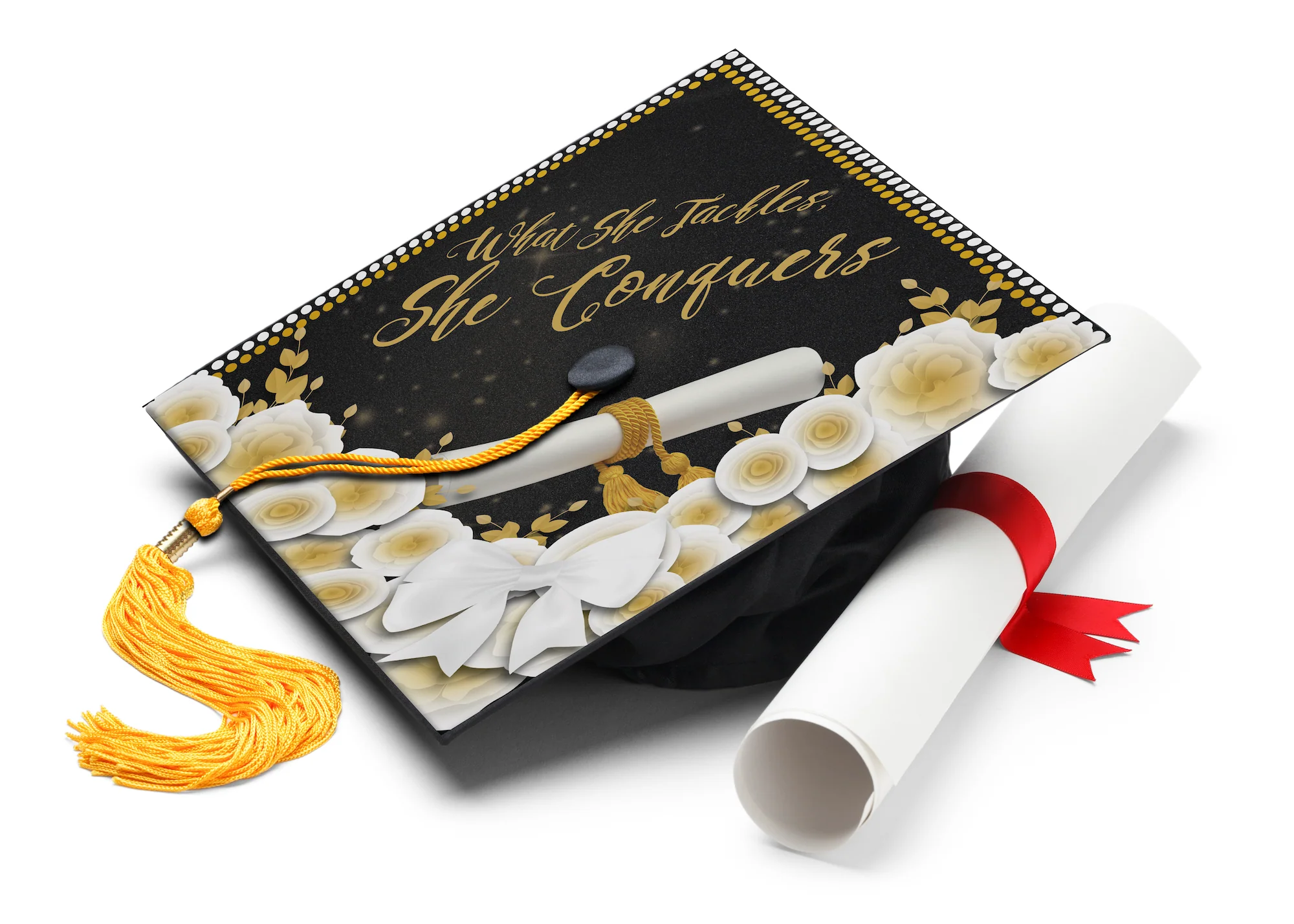 What She Tackles, She Conquers Graduation Cap Topper - Image 4