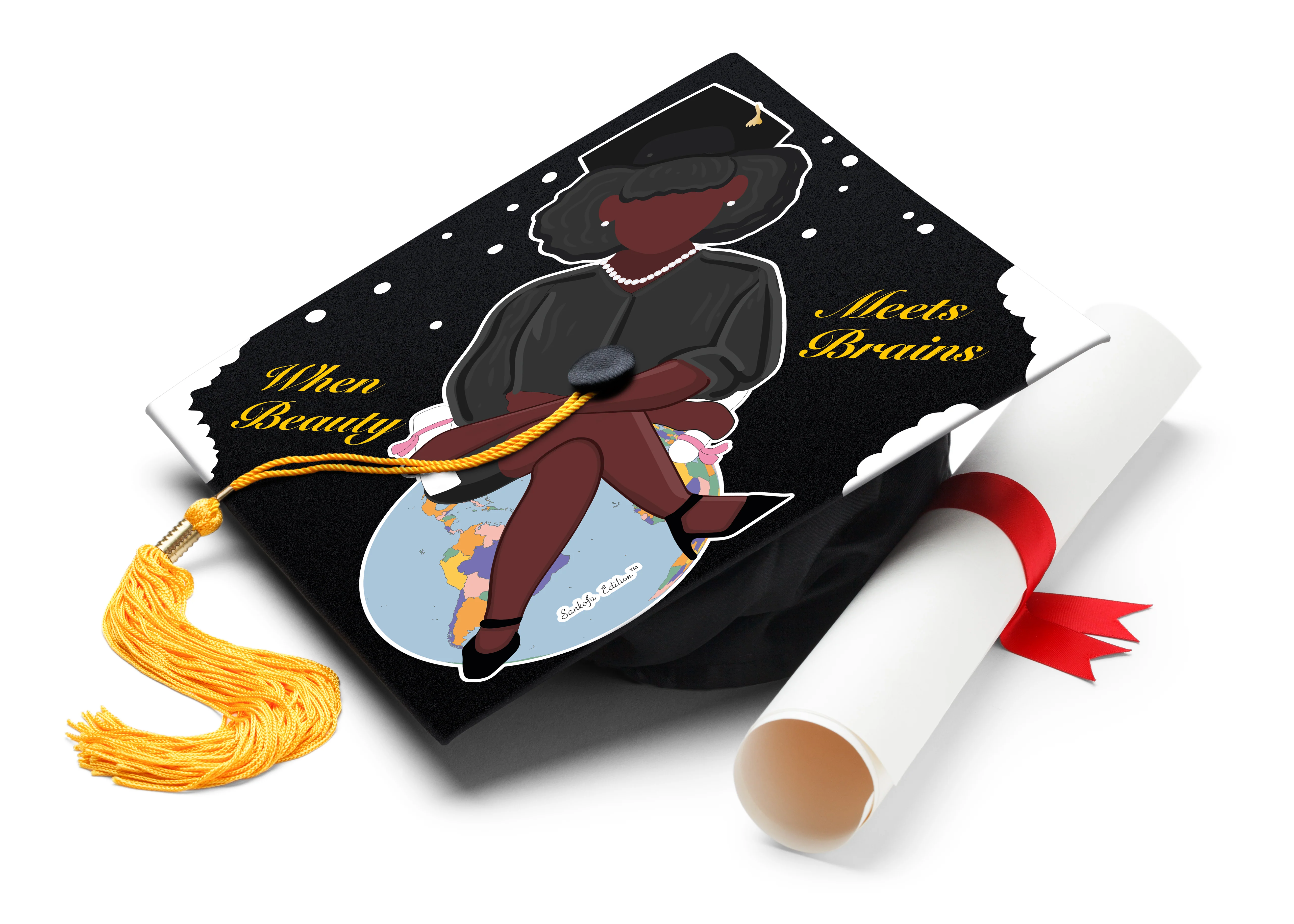 When Beauty Meets Brains Graduation Cap Topper - Image 4