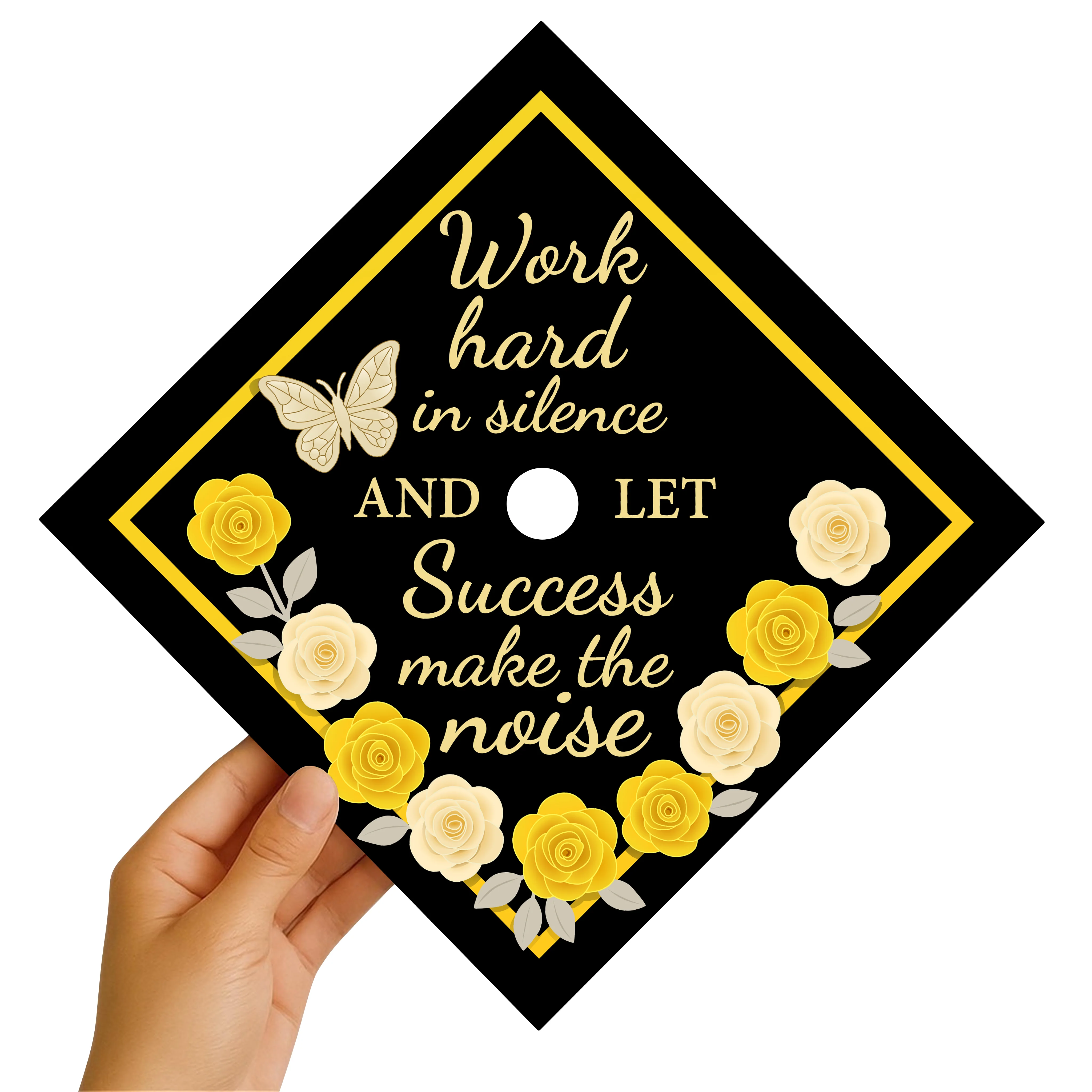 Work Hard in Silence and Let Success Make the Noise Graduation Cap Topper - Image 2